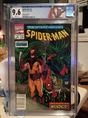 Spider-Man #9 CGC 9.6 Graded Comic Book  CUSTOM LABEL  Todd McFarlane  Wolverine
