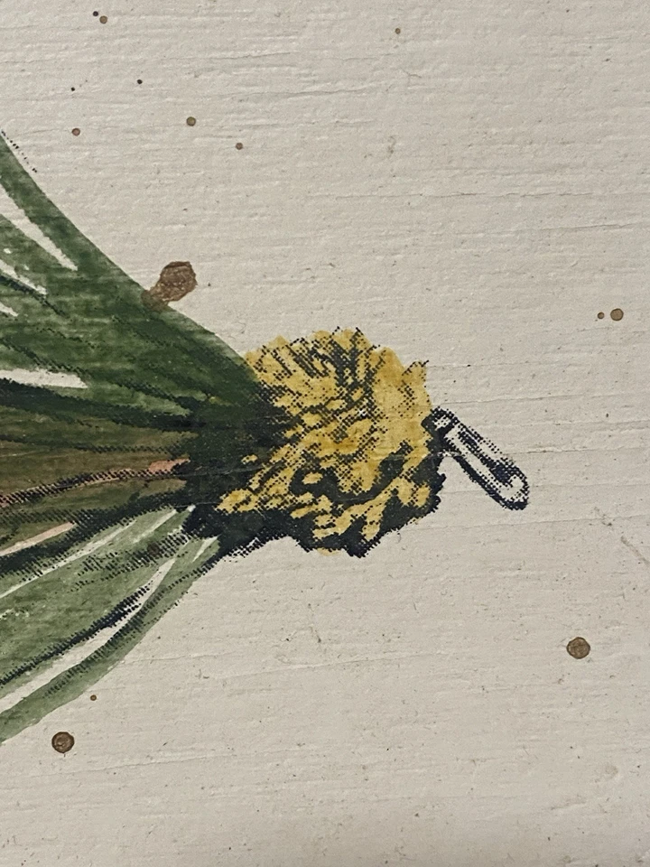 Pintura de madera con mosca enmarcada señuelo con mosca arte coleccionable marco rústico 9x12 Foto 4 de 4