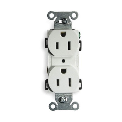 HUBBELL BR15WHI Recept,White,15 A,2P3W,Back; Side,1PK 2HDX3