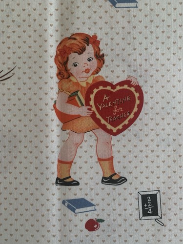 *OOP/VTG* Valentine's Card Fabric Images Cards on Cotton Fabric Faye Burgos 1 yd - Picture 10 of 12