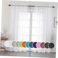 Sheer Curtains 84 inches Long 2 Panels Set, 42"W x 84"L (Pack of 2) White