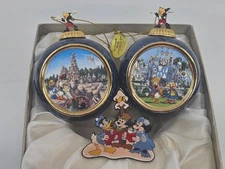 Lot 3 Disney Ornaments Bradford Small World & Big Thunder Railroad + Carolers