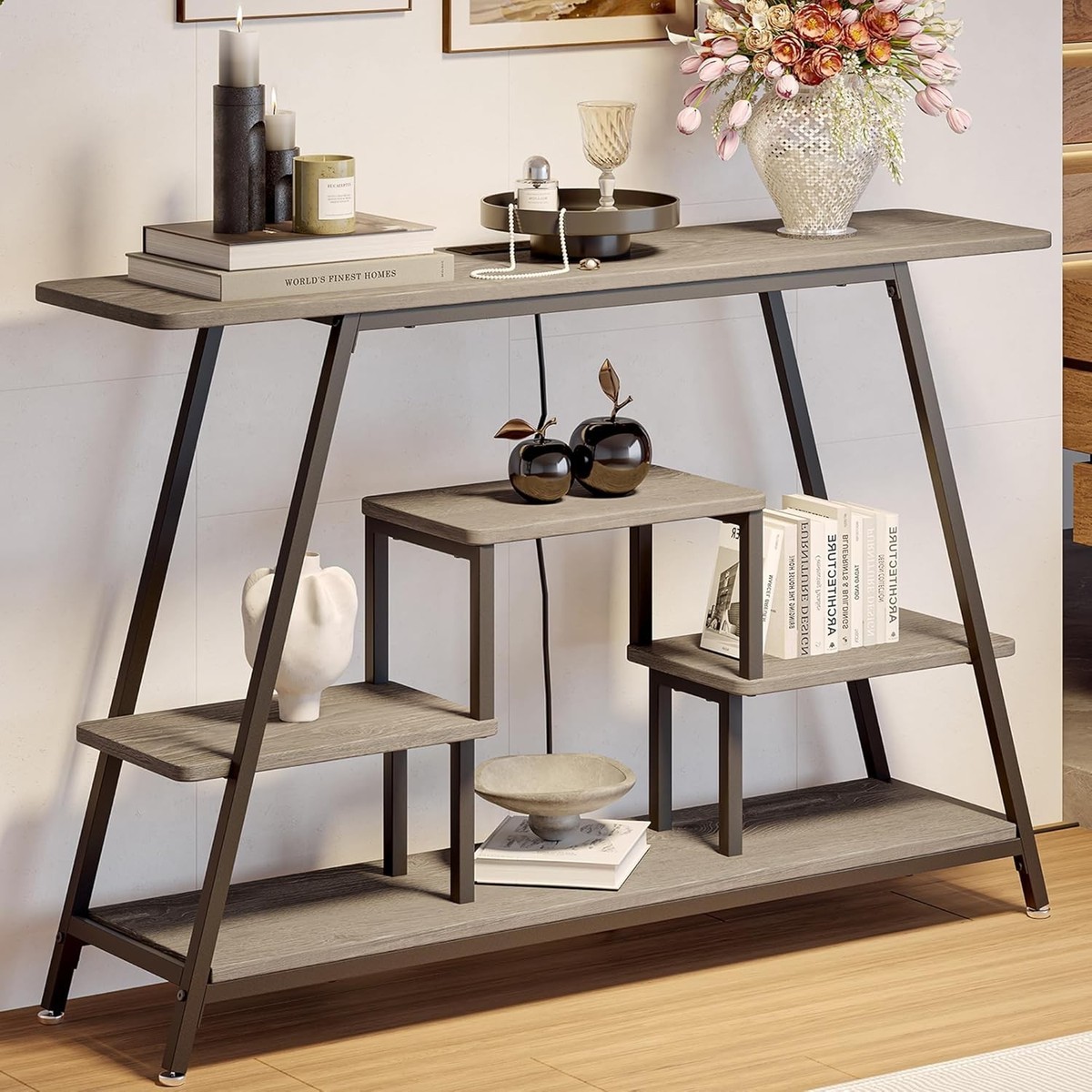 Entryway Table 4-Tier Console Table with Storage Shelves