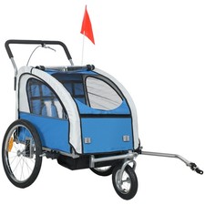 HOMCOM 2 Seat Bike Trailer with 5 Point Harness, for 18+ Months, Blue