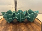 Vintage 1951 BRUSH-MCCOY TRIPLE TULIP Art Pottery PLANTER 🌺 Green EUC