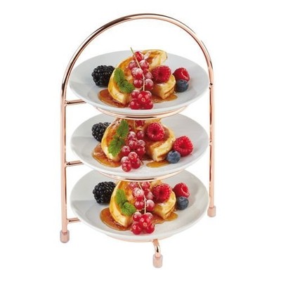 Kupfer 3 Ebenen Kuchenständer Max 27cm - Dessert Tisch Display Obst Vorbereitung 1er Pack