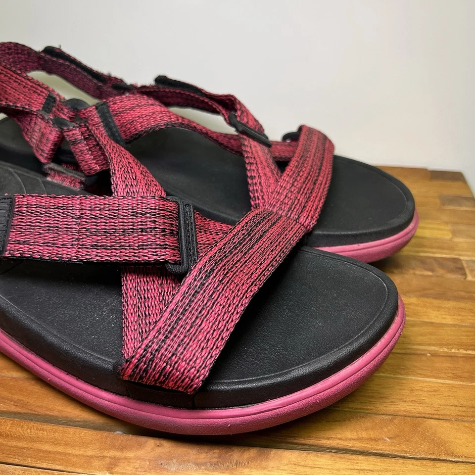 Sandalias cómodas FITFLOP SLING II talla 10 para mujer soporte para el arco negras rojas Foto 2 de 4