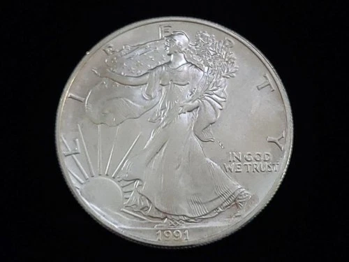 1991 $1 American Silver Eagle 1oz Fine Silver Coin #2 NICE!