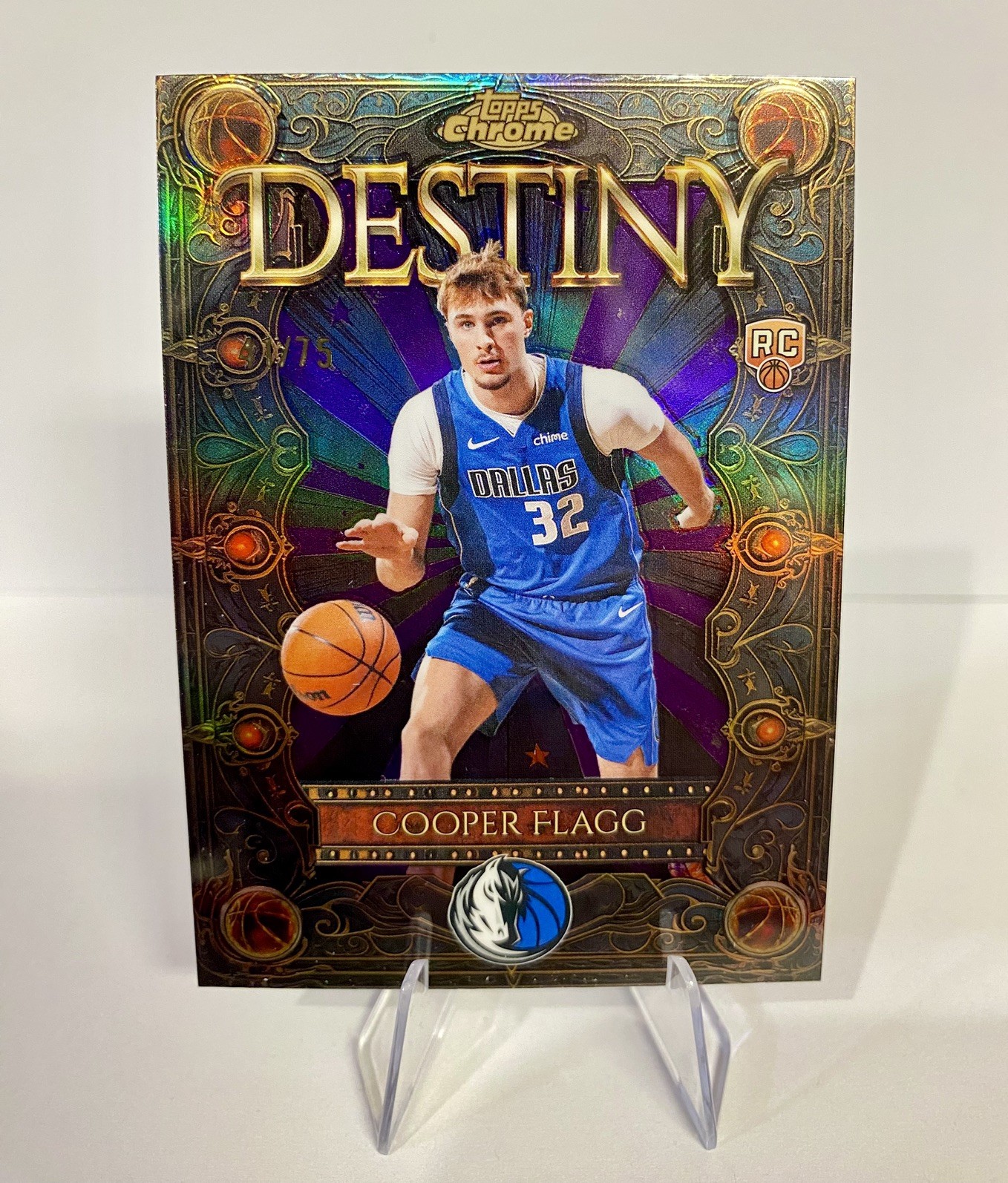 2025-26 Topps Chrome Cooper Flagg Rc Rookie Destiny Purple Refractor /75