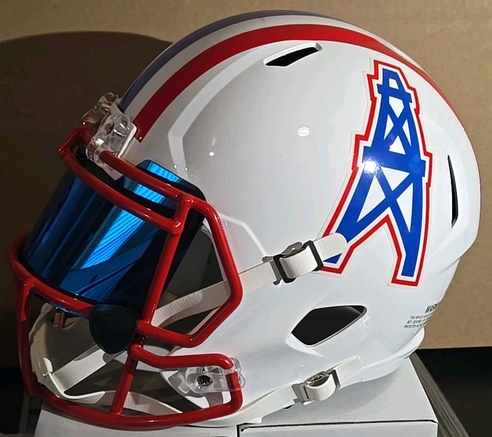 Casco firmado por Warren Moon engrasadores de casco de tamaño completo con inscripción automática HOF 06 NFL HOF Foto 4 de 4