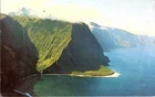 Molokai Hawaii Aerial Cliffs Waterfalls HATS Tour Chrome Postcard 1974