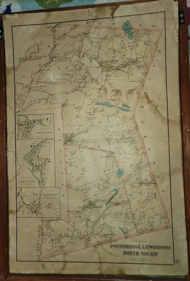 Mapa Poundridge Lewisboro North Salem por Julius Bien 1893 original no es una reproducción Foto 2 de 4