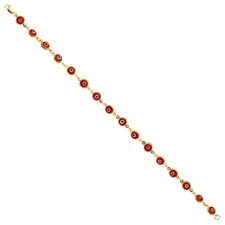 14K Red Evil Eye Bracelet - 7.25 inch