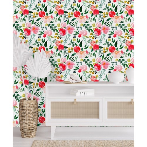 Watercolor Red Flowers Wallpaper PrePasted 25"W x 225"H eBay