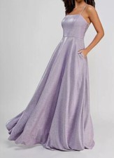 City Studio Juniors' Women's Purple Sleeveless Lined Glitter Ball Gown Size 3/4