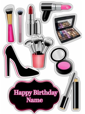 Make Up Pinsel/Cake Topper Party Deko essbar A4 Zuckerguss Feier Mädchen