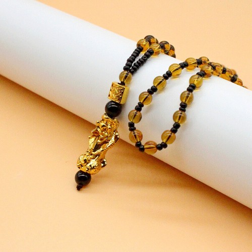 Pixiu Pendant Necklace Gold Color Lucky Feng Shui Faith Amulet Necklace - Picture 8 of 11