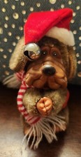 Pound puppies Pencil Holder Plush Vintage Christmas brown Dog 1980s Plastic face