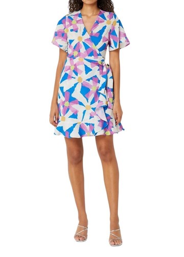 NWT Colourful Rebel Telsi Big Flower Wrap Mini Dress Size XS - Picture 7 of 8