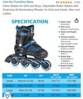 PAPAISON Adjustable Rollerblades Lightup Unisex Youth & Adult Size XL- 8-11.5 — photo 2