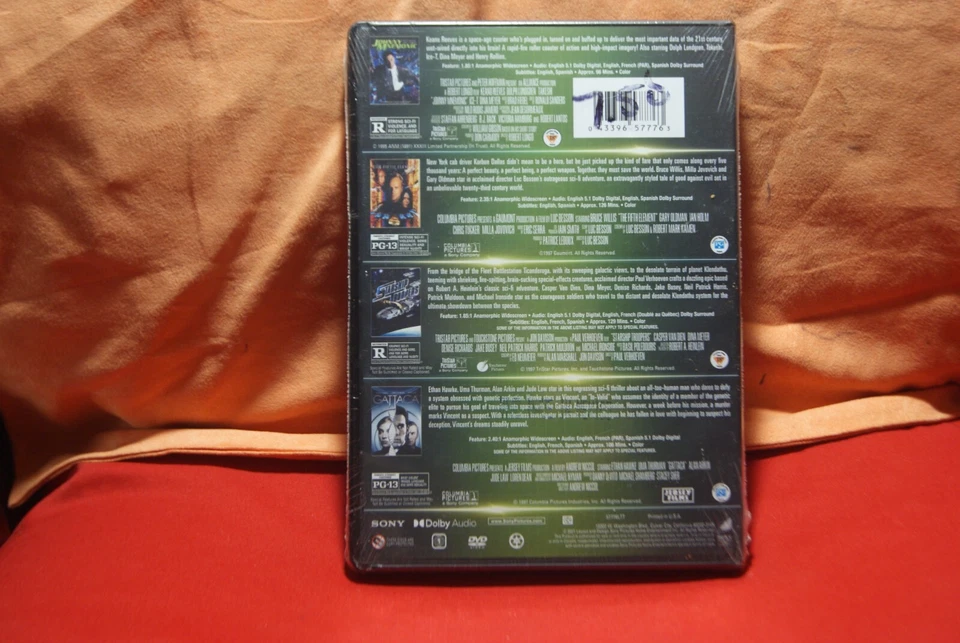 Johnny Mnemonic, The Fifth Element, etc. 4 Movie Collection (DVD) NEW SEALED Act - Image 2 of 3