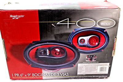 2 X Roadmaster RS900 3-Way Car Audio Speakers W/ Grills Black & Red 6x9 in Box