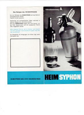 Alte Werbung/Reklame für Heim-Syphon d. Firma Karl Hinz in Solingen-Wald (Stahl)