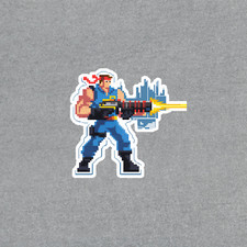 Retro 8-bit Action Hero Pixel Art Sticker - Video Game Nostalgia Decal 5312
