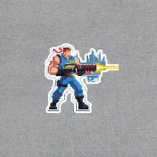 Retro 8-Bit Action Hero Pixel Art Sticker - Video Game Nostalgia Decal #5312