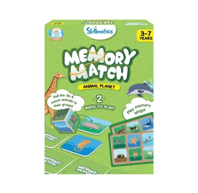 Skillmatics Board Game - Memory Match Animal Planet Flash Cards (3-7 Years) G1