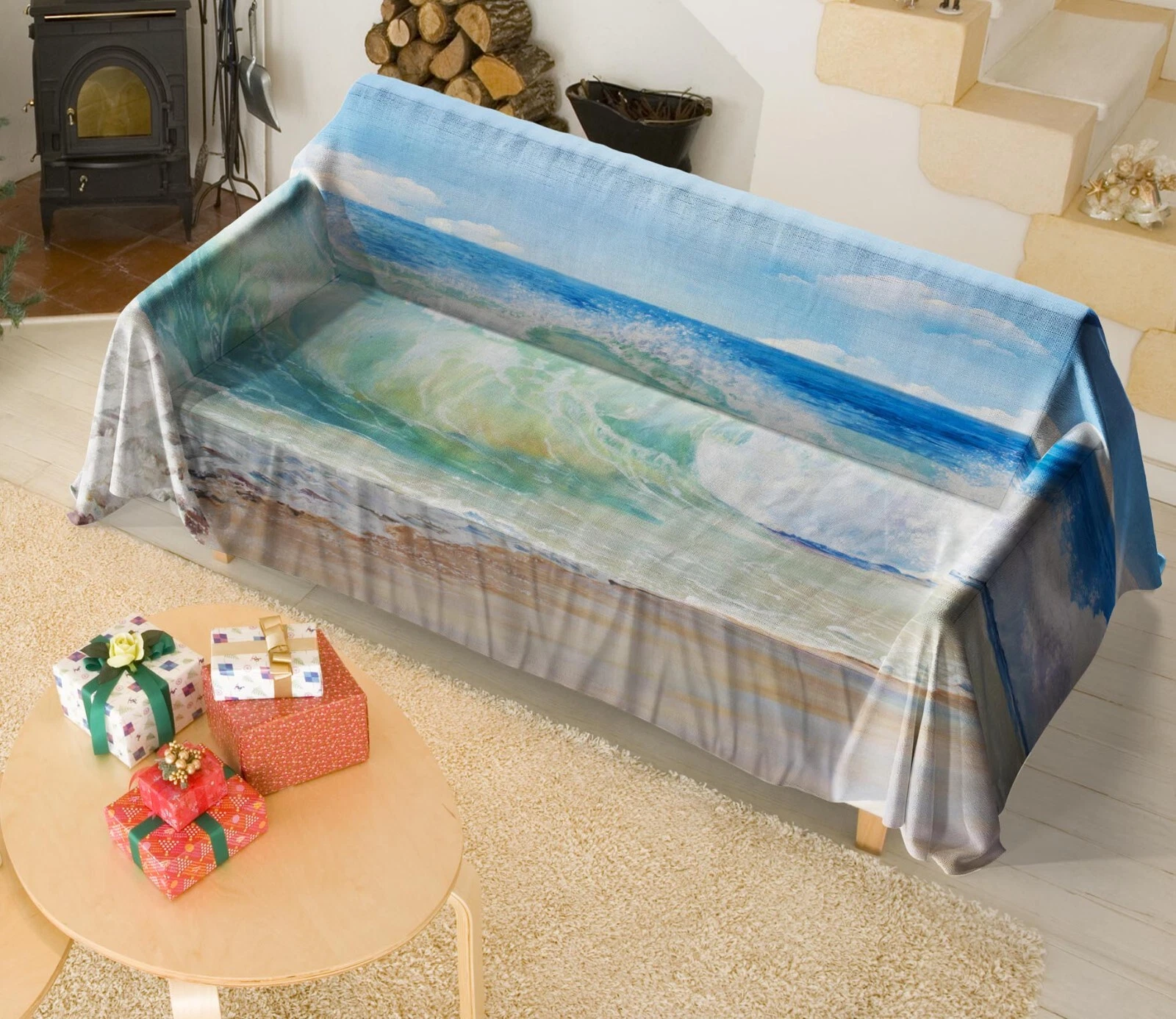 3D Blue Ocean N2834 Sofa Cover High Stretch Lounge Slipcover Protector Couch Eve