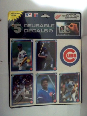1992 premiere edition! Chicago Cubs 5 reusable decals / with 5''X7' picture