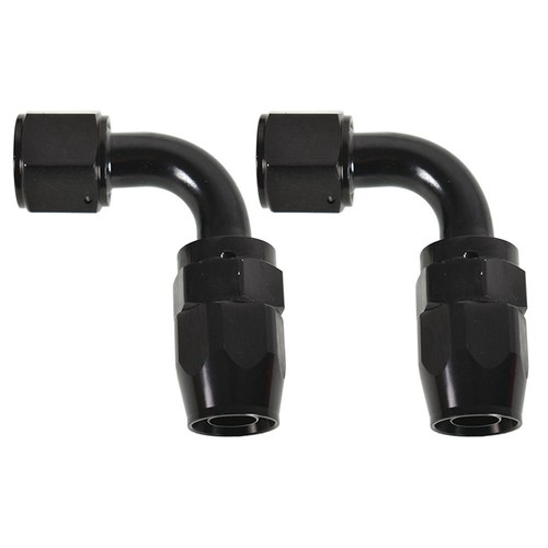 10AN AN10 90° 90 Dgree Fuel Swivel Fitting Hose End Oil Fuel Adaptor Black 2Pcs - Foto 2 di 7