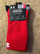 UA Performance Under Armour Over the Calf Soccer Socks Red WhiteMedium