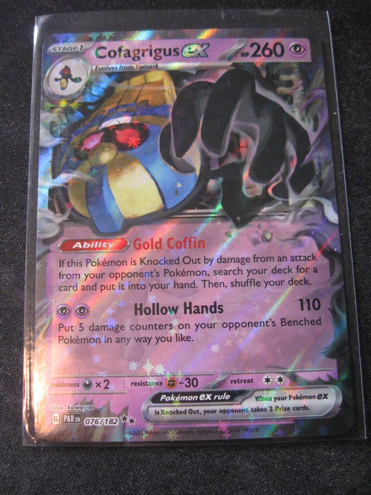 COFAGRIGUS EX 2023 Pokemon Scarlet and Violet Paradox Rift #76 HOLO RR MINT