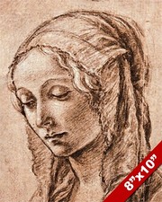 CABEZA DE LA VIRGEN MARÍA MADRE DE JESÚS BOCETO PINTURA ARTE IMPRESIÓN EN LIENZO REAL