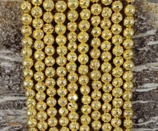 Lava with Gold Plated Round 4mm 6mm 8mm