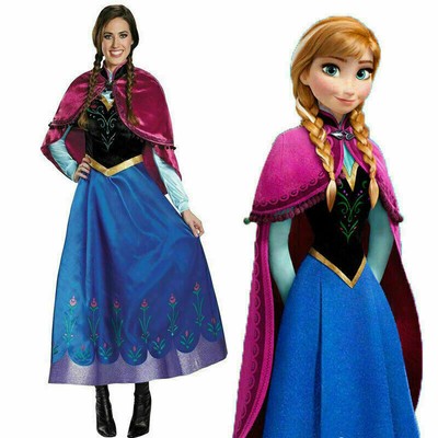 Girl Book Week Anna Frozen Snow Queen Erwachsene Lady Cosplay Kostüm Party Kleid