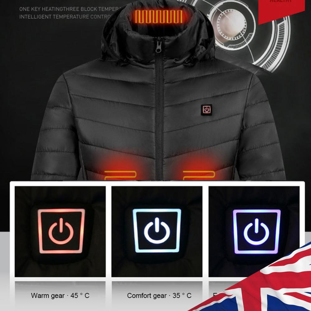 ALTRA Giacca Elettrica con Cappuccio 9 Aree Cappotto Termico Abbigliamento Antivento Caldo Uomo Abbigliamento