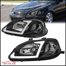 New For 1999-2000 Honda Civic Ek Ej Em Led Drl Tube Headlights Lamp Lh Rh Set2