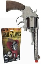 Jesse James Cap Gun Diecast Western Pistol Revolver Cowboy Prop Toy Set