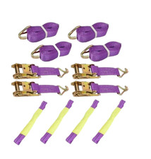 4x 5T Car Trailor Cargo Tie Down Ratchet Recovery Strap Sets 5M Alloy Wheel Belt