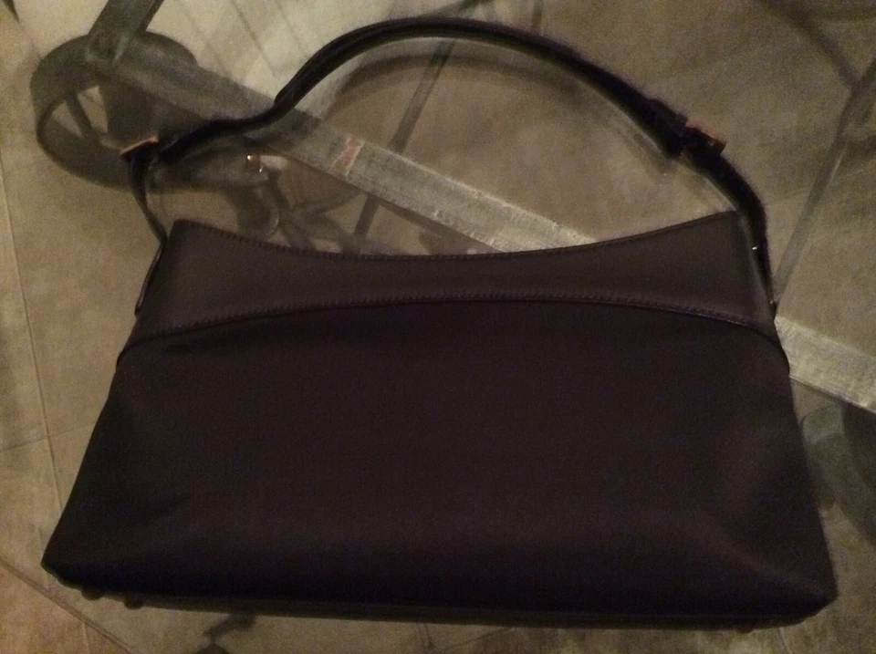 BOLSO DE MANO PAUL SMITH Baguette negro lona/PVC/cuero raro auténtico Foto 3 de 4