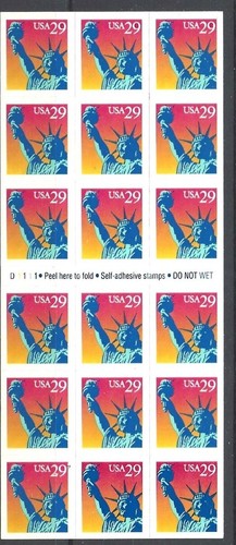 US Scott #2599a 29¢ Statue of Liberty MNH never folded bklt pane of 18 - 1994