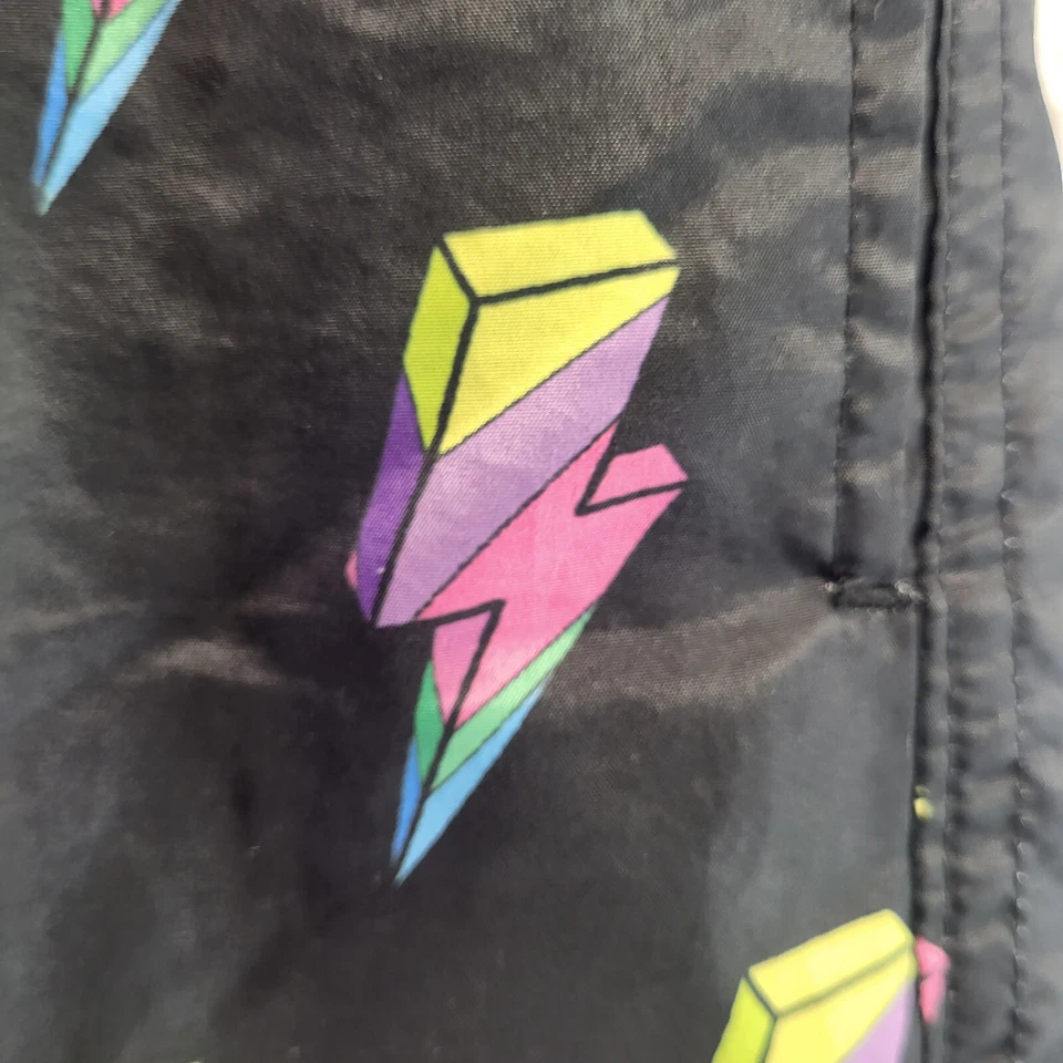 Bañador WESC Para Hombres Pequeño Negro Rayo Pernos Forrados Pantalones Cortos Playa Elástico Foto 3 de 4