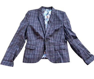 Hans Ubbink Embellished Single-Breasted Blazer Jacket Women's Purple Check
