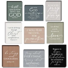 Yousoontic 9 Pcs Small Christian Desk Wall Decor Bulk Mini Wooden Inspiration...