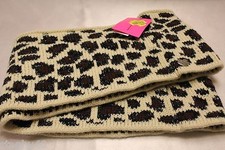 NEW NWT BETSEY JOHNSON Ivory Cheetah Knit Infinity Scarf Muffler Wrap