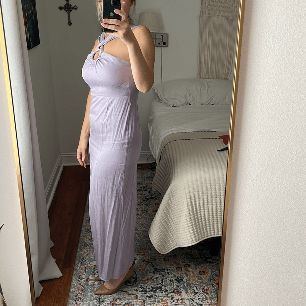 open lace back dress Odyssa Halter Maxi Dress Purple main image 0