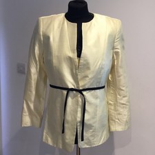 Rena Lange 90s Vintage Pale Yellow 100% Pure Silk Cami & Jacket  2 Pcs Set Uk12